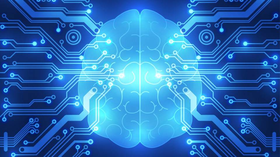 Abstract electric circuit digital brain,technology concept